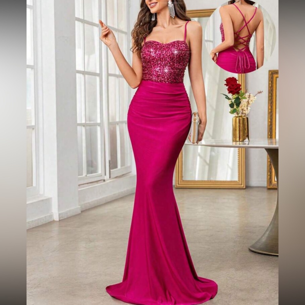 Elegant Hot Pink Evening Gown